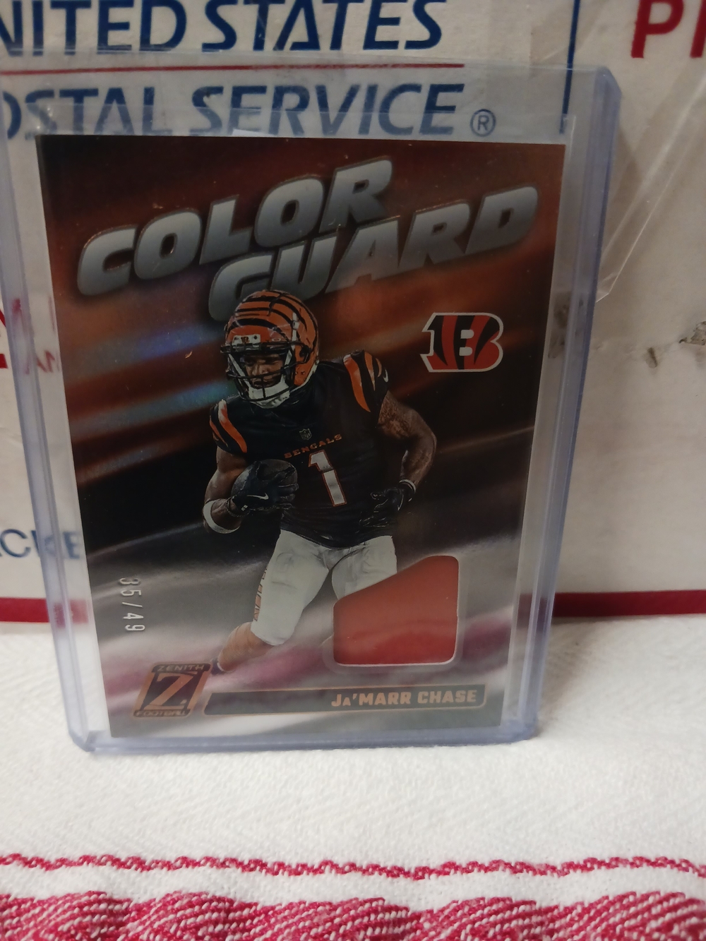 2024 Panini Color Guard Ja'Marr Chase - Orange, Black, White 35/49 JERSEY SWATCH